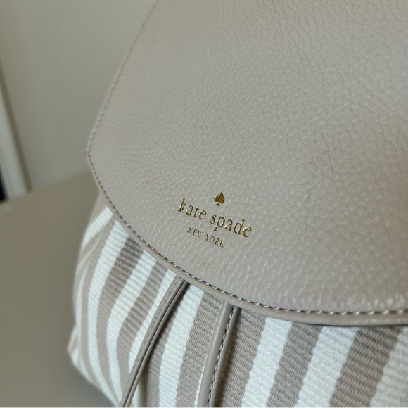 Kate Spade Mulberry Street Cream and Tan Striped Small Backpack - Picture 4 of 13
